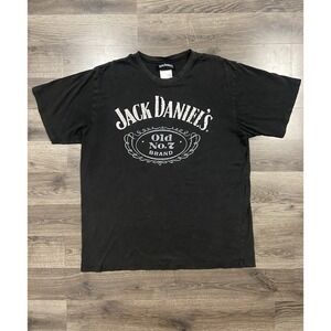 Vintage Jack Daniel's Shirt Size Large Black Alcohol Graphic No.7 Logo‎ Tee